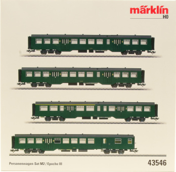 Märklin 43546 – 4-teiliges Personenwagen-Set M2 der SNCB/NMBS, Innenbeleuchtung 