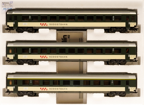 Märklin 42161 – 3-teiliges Schnellzugwagen-Set der Südostbahn (SOB), digital (MM) & Innenbeleuchtung  