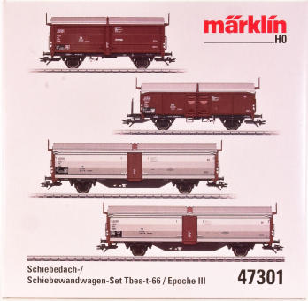 Märklin 47301 – 4-teiliges Schiebedach-/Schiebewandwagen-Set der DB 