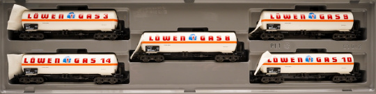 Märklin 4798 – 5-teiliges Druckgas-Kesselwagen-Set Löwengas der Fa. Zoubeck   