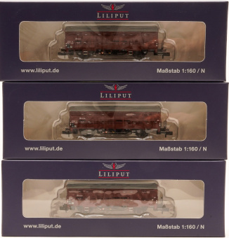Liliput L260134 (N) – 3-teiliges Verschlagwagen-Set Hbes-63 Vlmms der DB 