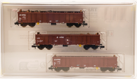 Minitrix 18288 – 3-teiliges offenes Güterwagen-Set Eanos der VTG 