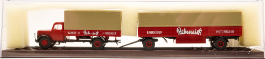 Brekina 41002 (1:87) – Magirus Zugmaschine mit  2-Achsanhänger- RABENEICK- 