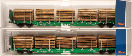 Roco 6600319 (DC) – 2-teiliges Rungenwagen-Set Rnoos der OnRail 
