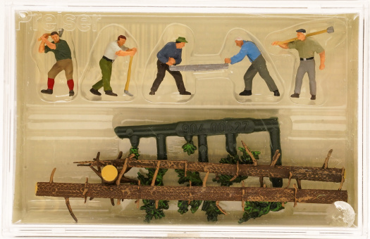 Preiser 10495 (1:87) – 4 Holzfäller + Zubehör 