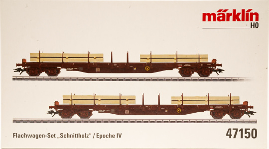 Märklin 47150 – 2-teiliges Flachwagen-Set Rs der ÖBB, mit Schnittholz beladen 