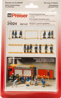 Preiser 31024 (1:87) – Bausatz Feuerwehrgarderobe 