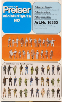 Preiser 16350 (1:87) – 21 unbemalte Figuren Polizei im Einsatz 