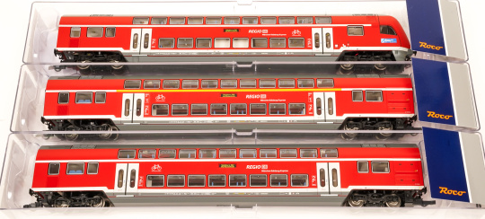 Roco 6210144 (DC) – 3-teiliges Doppelstockwagen-Set der DB AG, mit Innenbeleuchtung, digital (DCC) 