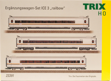 Trix 23391 (DC) – Ergänzungswagen-Set Stromrichterwagen und Mittelwagen der DB AG, mit Innenbeleuchtung 