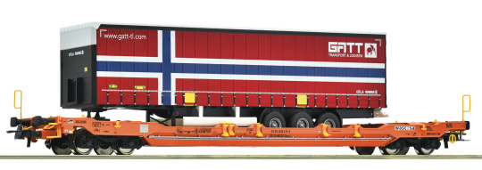Roco 6600108 – Taschenwagen Sdgnss/T5 der Wascosa, mit Auflieger GATT 
