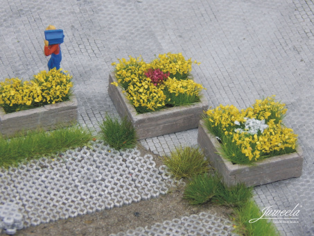 Juweela 28249 (H0) – Pflanzkübel aus Holz, groß, 5 Stück 