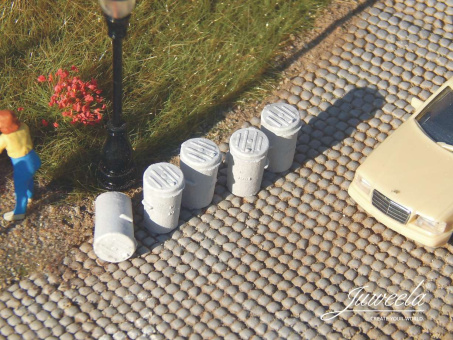 Juweela 28373 (H0) – Abfalltonnen Aschekübel (25 Stück) 