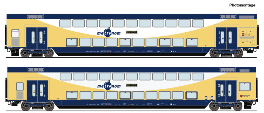 Roco 6220106 (AC) – 2-teiliges Doppelstockwagen-Set DBpza der Metronom 