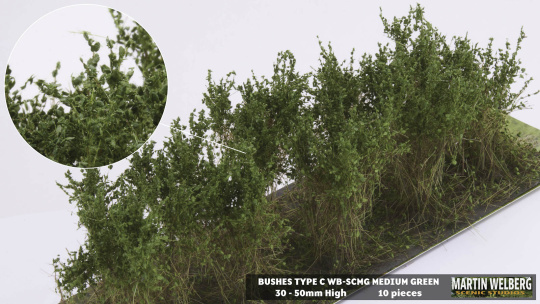 Martin Welberg Scenic Studios SCMG – Büsche Typ C mittelgrün 