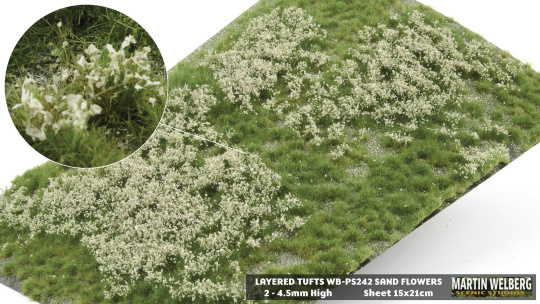 Martin Welberg Scenic Studios PS242 – Geschichtete Grasbüschel mit hellbeigen Blumen, 2-4 mm 