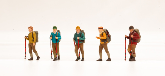 Schrumpfmich W2026D1009 – Wanderer-Set mit 5 Figuren, handbemalt 