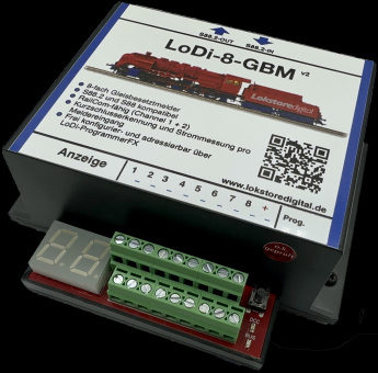 Lokstoredigital LoDi09.2 – LoDi-8-GBM v2, 8-fach Gleisbesetztmelder für 2- und 3-Leiter-Anlagen 
