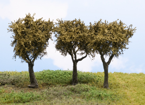 Martin Welberg Scenic Studios TMOL1 – 3 Fine Scale Bäume, Medium Olive Green 1 / Olivgrün 1, ca. 8–12 cm 