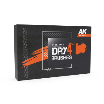 AK Interactive AKB103 – Set Of Dry Brushes / Trockenpinsel, 4 Stück 