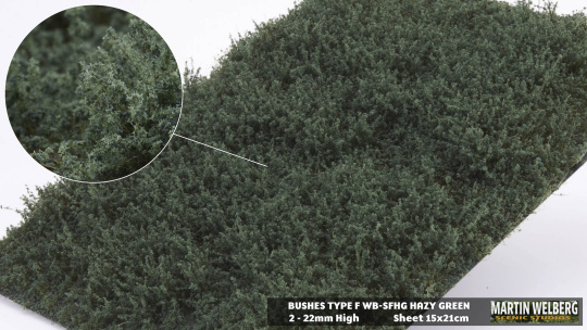 Martin Welberg Scenic Studios SFHG – Büsche Typ F Graugrün (Hazy Green), 2–22 mm, 15 × 21 cm 
