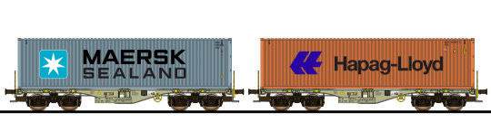 ESU 36604 – 2 Containertragwagen Sgmmns -MAERSK, HAPAG-LLOYD- der D-AAEC 