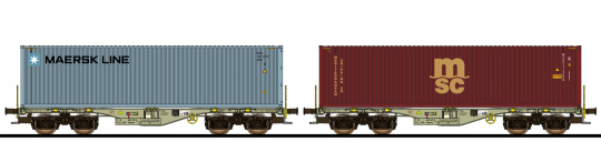 ESU 36605 – 2 Containertragwagen Sgmmns -MAERSK, msc- der D-AAEC 