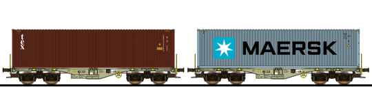 ESU 36607 – 2 Containertragwagen Sgmmns -tex, MAERSK- der D-AAEC 
