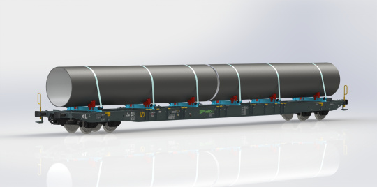 Igra 96010110 – Flachwagen Sggnss mit Röhre der MFD Rail 