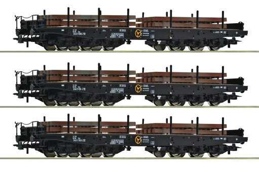 Roco 6600263 – 3-teiliges Schwerlast-Flachwagen-Set der NS 