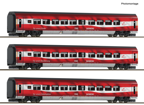 Roco 6280097 (TT) – 3-tlg. Set 2: Railjet „175 Jahre Eisenbahnen in Österreich“ der ÖBB 