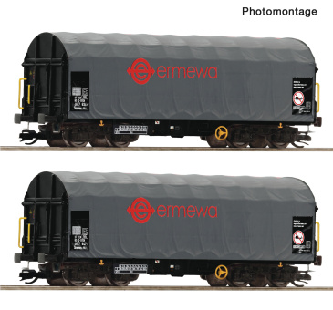 Roco 6680058 (TT) – 2-tlg. Set: Schiebeplanenwagen, Ermewa 