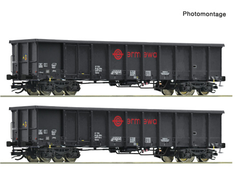 Roco 6680053 (TT) – 2-tlg. Set: Offene Güterwagen, Ermewa 