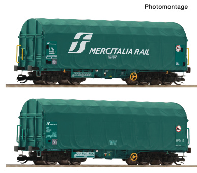 Roco 6680059 (TT) – 2-tlg. Set: Schiebeplanenwagen, Mercitalia Rail 