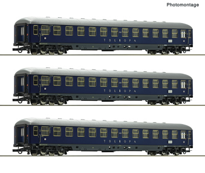 Roco 6200305 (DC) – 3-teiliges Liegewagen-Set „Touropa“ der DB 