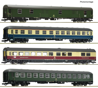 Roco 6200322 (DC) – 4-teiliges Reisezugwagen-Set 1 D 202 „Loreley Express“ der DB 