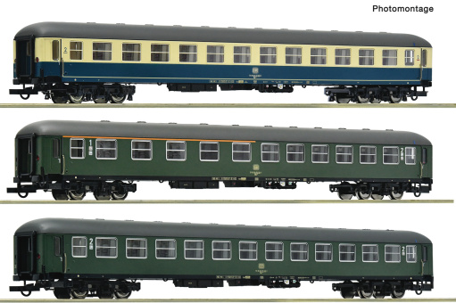 Roco 6200323 (DC) – 3-teiliges Reisezugwagen-Set 2 D 202 „Loreley Express“ der DB 