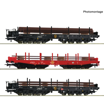 Roco 6600350 (DC) – 3-teiliges Güterwagen-Set 1 „Stahlzug“ der DB AG/OnRail 
