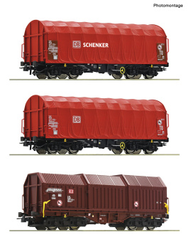 Roco 6600368 (DC) – 3-teiliges Güterwagen-Set 4 „Stahlzug“ der DB AG 