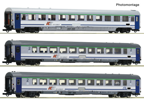 Roco 6200314 (DC) – 3-teiliges IC-Schnellzugwagen-Set der PKP 