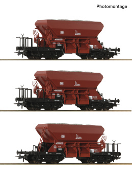 Roco 6600387 (DC) – 3-teiliges Schotterwagen-Set der DB 