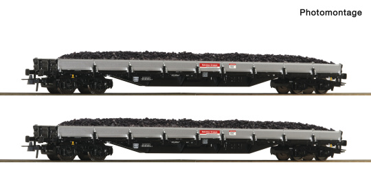 Roco 6600374 (DC) – 2-teiliges Rungenwagen-Set der DB Bahnbau Gruppe 