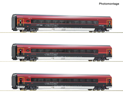 Roco 6210312 (DC) – 3-teiliges Reisezugwagen-Set 2 „Railjet 1“ der ÖBB 