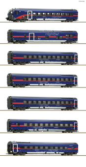 Roco 5510022 (DC) – 7-teiliges Reisezugwagen-Set „Nightjet“ der ÖBB, digital 