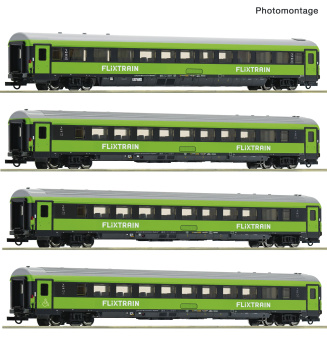 Roco 6200267 (DC) – 4-teiliges Reisezugwagen-Set der FlixTrain 