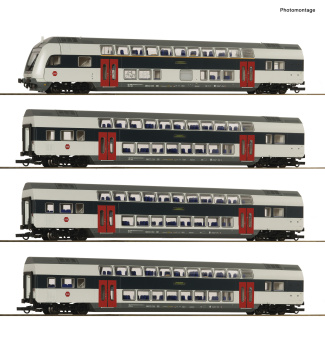 Roco 6210308 (DC) – 4-teiliges Doppelstockwagen-Set der DSB, digital 