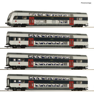 Roco 6220308 (AC) – 4-teiliges Doppelstockwagen-Set der DSB, digital 