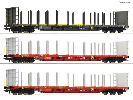 Roco 6600371 (DC) – 3-teiliges Holztransportwagen-Set der ÖBB 