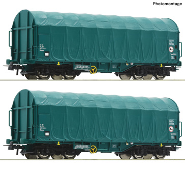 Roco 6600435 (DC) – 2-teiliges Schiebeplanenwagen-Set der SNCB 