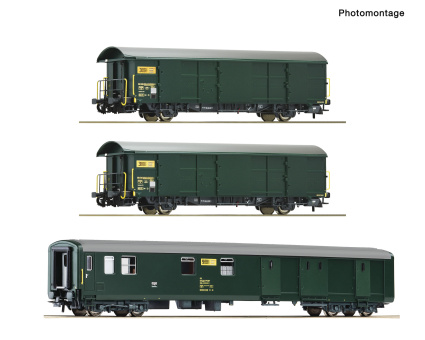 Roco 6600428 (DC) – 3-teiliges Postwagen-Set der PTT 